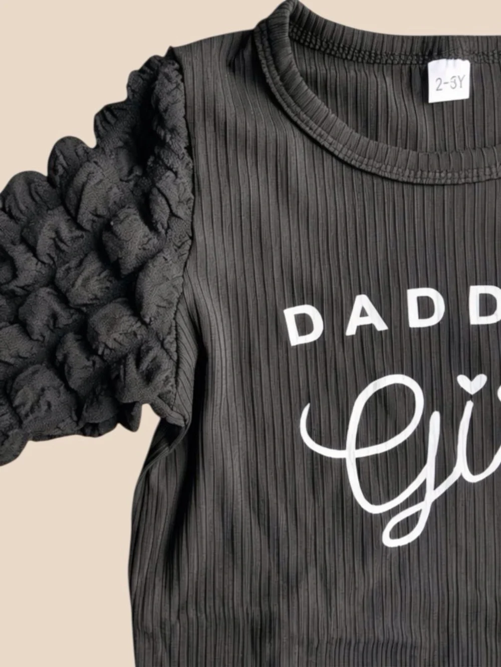 Little Girls ‘Daddy's Girl’Black/White Cow Flare Bubble Sleeves Size-2-3 Yrs NEW